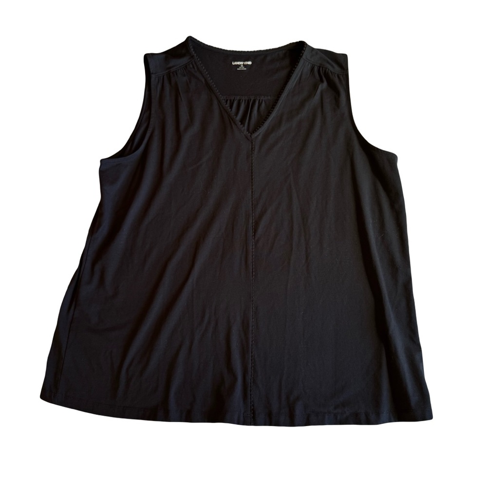 NWT Women's Lands' End Tank Sleeveless Top, Cotton Viscose, Black, Size 1X